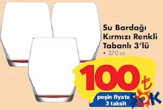 LAV SU BARDAĞI KIRMIZI RENKLİ TABANLI 3'LÜ 370 CC fiyat ve kampanya bilgisi